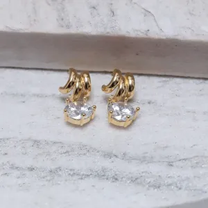 BRINCO ARGOLA TRIPLA COM PONTO DE LUZ BANHO OURO 18K