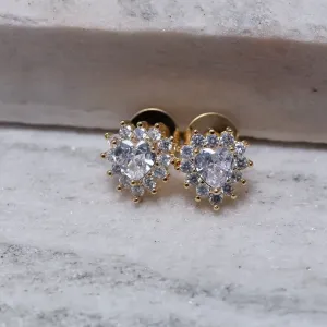 BRINCO CORAÇÃO G COM ZIRCÔNIA CRISTAL BANHO OURO 18K