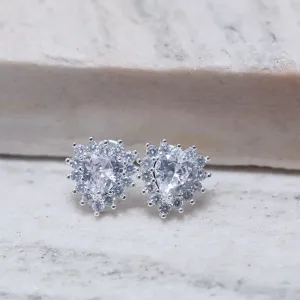 BRINCO CORAÇÃO G COM ZIRCÔNIA CRISTAL BANHO PRATA