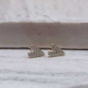 BRINCO CORAÇÃO SOLITÁRIO CRAVEJADO BANHO OURO 18K