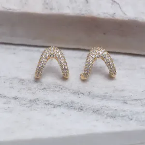 BRINCO EAR CUFF PONTEAGUDO CRAVEJADO BANHO OURO 18K