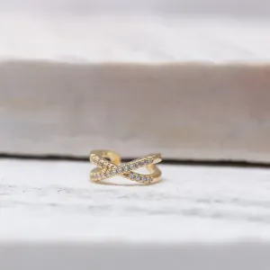 BRINCO FAKE X CRAVEJADO BANHO OURO 18K