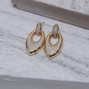 BRINCO LOSANGO CRAVEJADO BANHO OURO 18K