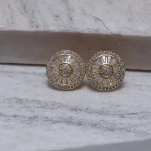 BRINCO PIZZA CRAVEJADA COM ZIRCÔNIAS NAVETE BANHO OURO 18K