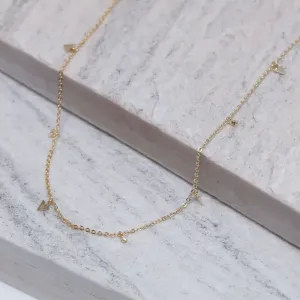 COLAR LONGO TRIÂNGULOS BANHO OURO 18K