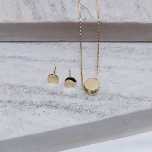 CONJUNTO CÍRCULO LISO BANHO OURO 18K