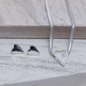 CONJUNTO MALHA ALEMÃ COM CORAÇÃO PRATA BANHO PRATA