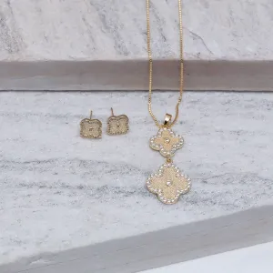 CONJUNTO VIRGINIA DUPLO  COM ZIRCÔNIAS BANHO OURO 18K