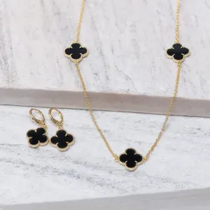 CONJUNTO VIRGINIA PRETO BANHO OURO 18K
