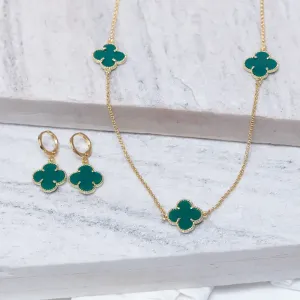 CONJUNTO VIRGINIA VERDE BANHO OURO 18K