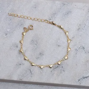 PULSEIRA CORAÇÃO PP ABAULADOS BANHO OURO 18K