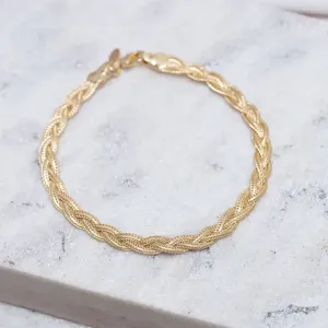 PULSEIRA TRANÇADA BANHO OURO 18K