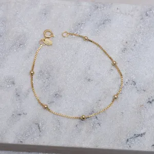 PULSEIRA VENEZIANA COM BOLINHAS LISAS BANHO OURO 18K