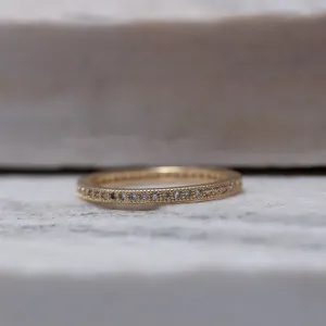 ANEL APARADOR DE ALIANÇA CRAVEJADO BANHO OURO 18K