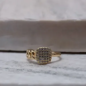 ANEL MIX COM CORRENTE CRAVEJADO BANHO OURO 18K
