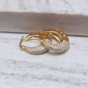 BRINCO ARGOLA CRAVEJADA CRISTAL FECHO JOIA BANHO OURO 18K