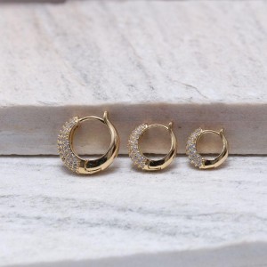 BRINCO ARGOLA SEMI HARPA G CRAVEJADA BANHO OURO 18K