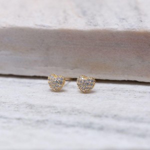 BRINCO CORAÇÃO P CRAVEJADO BANHO OURO 18K