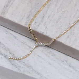 CHOKER PÊNDULO COM DUPLO ELO BANHO OURO 18K