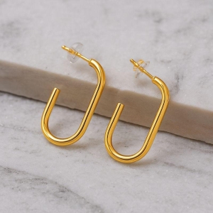 BRINCO ARGOLA ANZOL LISO BANHO OURO 18K