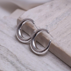 BRINCO ARGOLA MEIA LUA BANHO PRATA