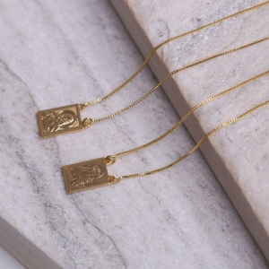 COLAR ESCAPULÁRIO SANTA MARIA E SAGRADO CORAÇÃO DE JESUS G BANHO OURO 18K
