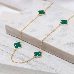 COLAR LONGO VIRGINIA VERDE BANHO OURO 18K