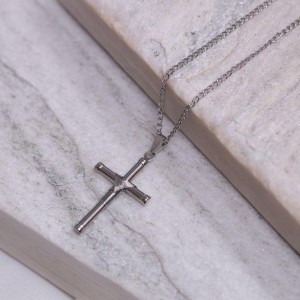 CORRENTE MASCULINA COM CRUZ FINA AÇO INOX