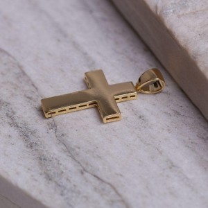 PINGENTE CRUZ LARGA LISA BANHO OURO 18K