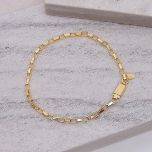 PULSEIRA MASCULINA ELO CARTIER QUADRADO BANHO OURO 18K