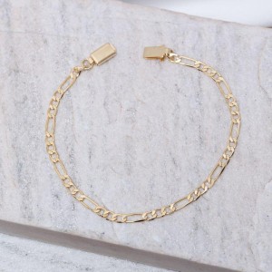 PULSEIRA MASCULINA ELOS DUPLOS BANHO OURO 18K