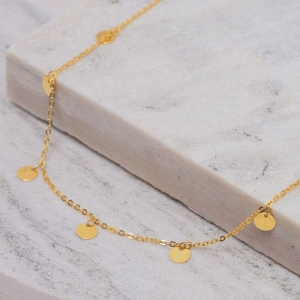 CHOKER CHAPINHAS REDONDAS LISAS BANHO OURO 18K