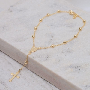 PULSEIRA TERÇO TRADICIONAL BANHO OURO 18K