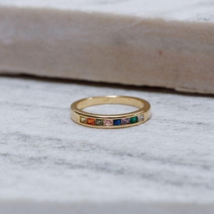 ANEL APARADOR DE ALIANÇA COLORIDA BANHO OURO 18K