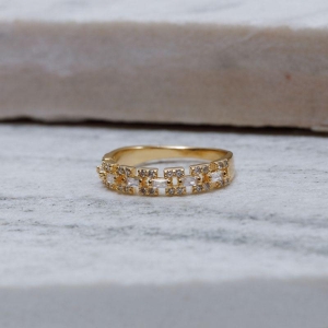 ANEL CORRENTE CRAVEJADA BANHO OURO 18K