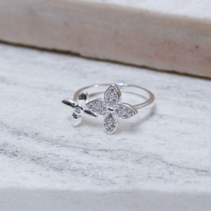 ANEL FLOR DE TANGO BANHO PRATA