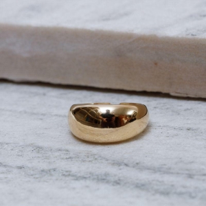 ANEL LISO ABAULADO REGULÁVEL BANHO OURO 18K
