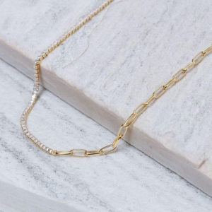 CHOKER ELOS CARTIER E RIVIERA BANHO OURO 18K