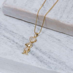 COLAR FILHO MENINO CRAVEJADO CRISTAL BANHO OURO 18K