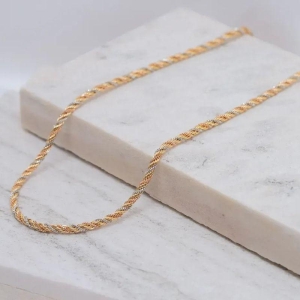 CORRENTE CABO DE AÇO 3 CORES 4MM BANHO OURO 18K
