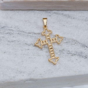 PINGENTE CRUCIFIXO TRABALHADO BANHO OURO 18K