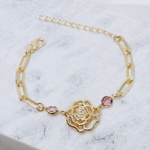 PULSEIRA FLOR DE PRIMAVERA BANHO OURO 18K