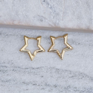 BRINCO ARGOLA ESTRELA LISA BANHO OURO 18K