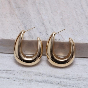 BRINCO ARGOLA GOTA U LISO BANHO OURO 18K