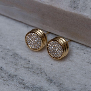 BRINCO CÍRCULO CRAVEJADO BANHO OURO 18K