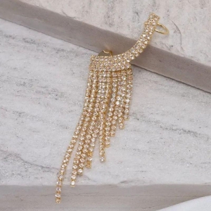 BRINCO EAR CUFF FESTA FRANJA COM ZIRCÔNIAS BANHO OURO 18K