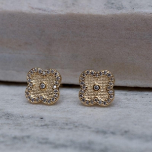 BRINCO VIRGINIA DUPLO COM ZIRCÔNIAS BANHO OURO 18K