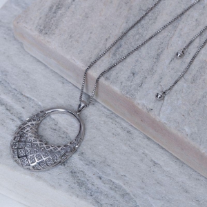 COLAR BAG COM ZIRCÔNIAS REGULÁVEL BANHO RÓDIO BRANCO