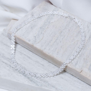 COLAR RIVIERA FLOR DE VERBENA CRISTAL BANHO PRATA