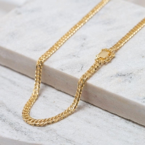 CORRENTE MASCULINA ELOS GRUMET DUPLOS 5MM BANHO OURO 18K